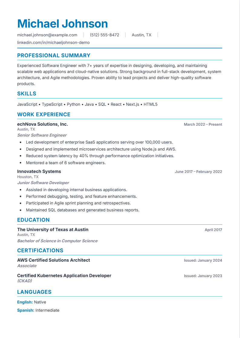 Resume template 1