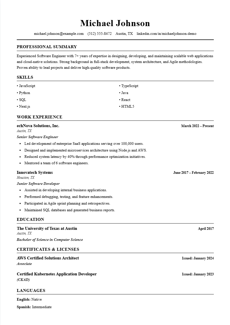 Resume template 2