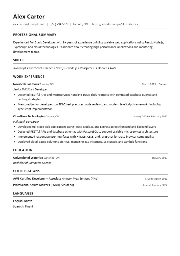 ATS Clean single-column plain-text resume template built for maximum ATS parsing